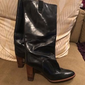 Vaneli Black Leather Heeled Boots